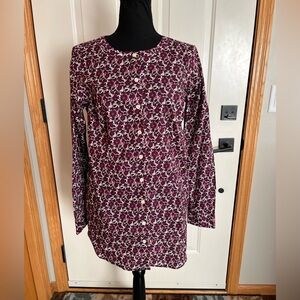 New women’s Duluth Trading Co. wine brown floral button tunic. Size small